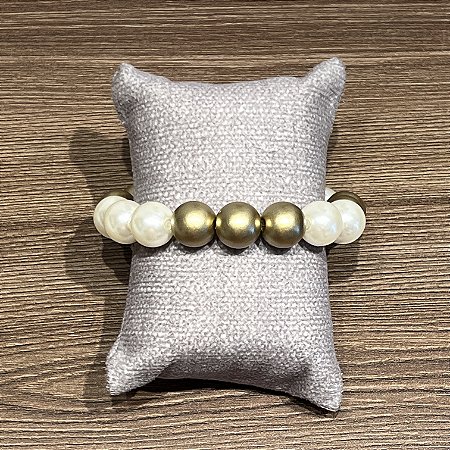Pulseira Pérolas com Dourado - M