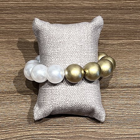 Pulseira Pérolas Brancas e Douradas - G