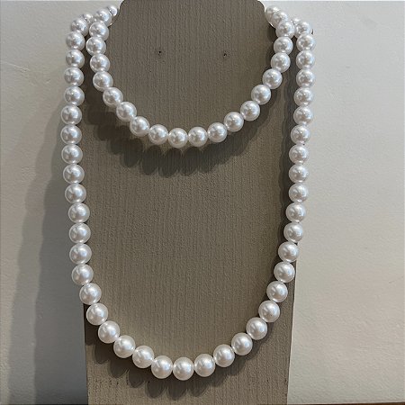 Colar de Pérolas Brancas - Longo