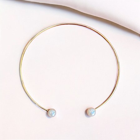 Choker Aro Cora Com Pérola - Dourado