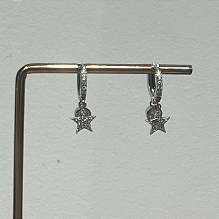 Argola Betina Estrela e Ponto de Zircõnia Ródio