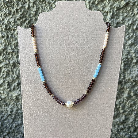 Choker Aurora Cristais - Turquesa