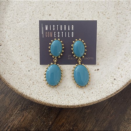 Brinco Aurora Resina Duplo - Turquesa