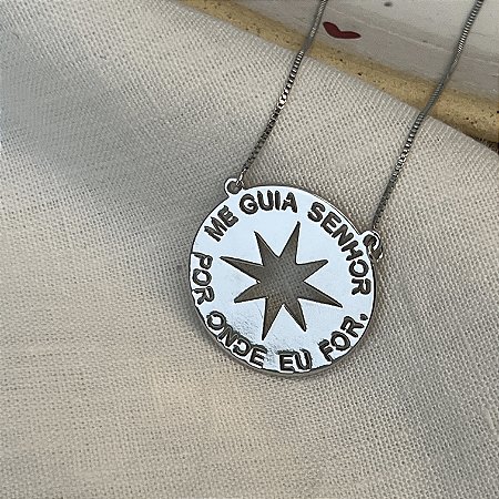 Colar Medalha Me Guia Senhor - Ródio