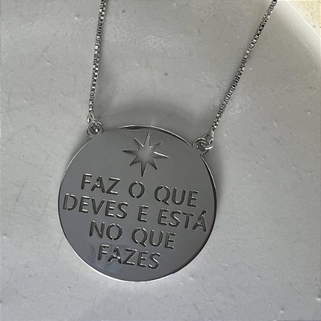 Colar Medalha Faz o Que Deves - Ródio