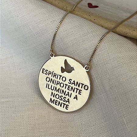 Colar Medalha Espirito Santo Onipotente - Dourado