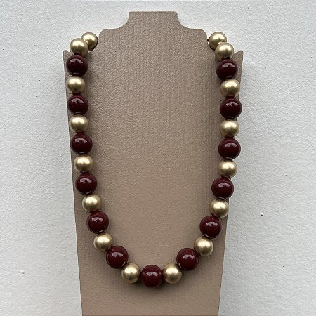 Colar de Bolas com Dourado e Cherry