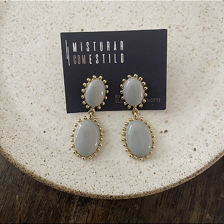 Brinco Aurora Resina Duplo - Cinza