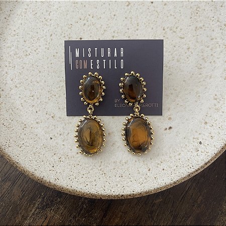 Brinco Aurora Resina Duplo - Tartaruga