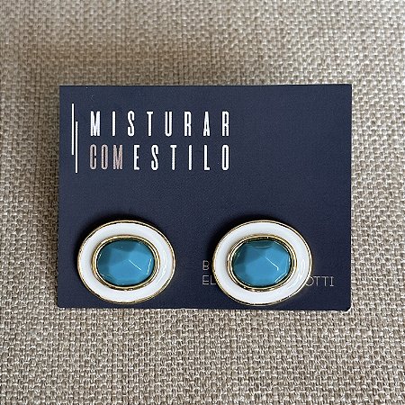 Brinco Oval Aurora - Turquesa
