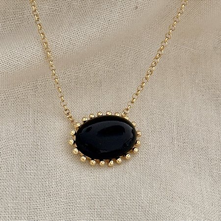 Colar Oval de Resina Aurora - Preto