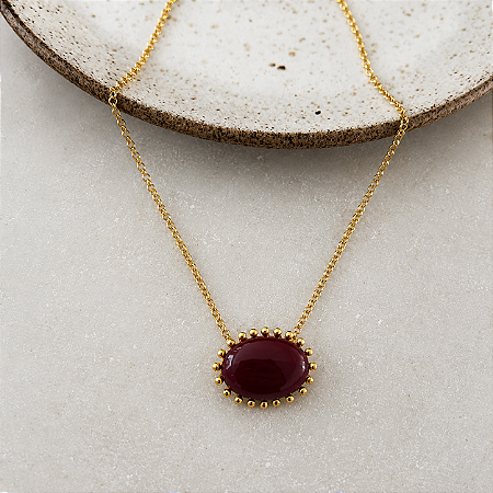 Colar Oval de Resina Aurora - Marsala