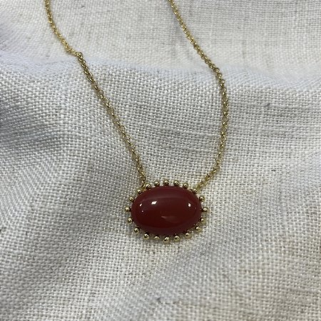 Colar Oval de Resina Aurora - Marsala