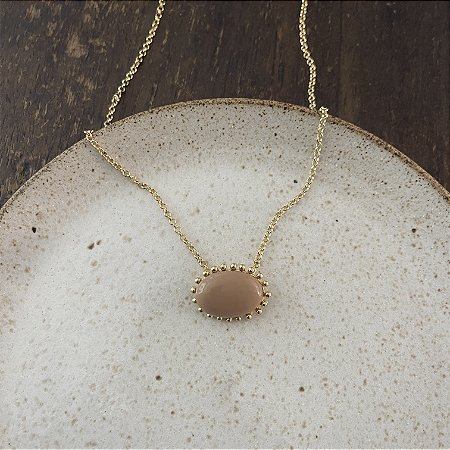 Colar Oval de Resina Aurora - Capuccino