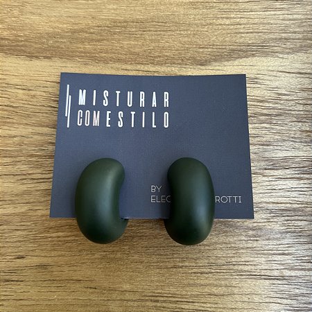 Argola Puff De Resina - Fosco - Verde Musgo