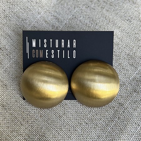 Brinco Bolão Escovado Fosco - G - Dourado