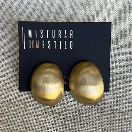 Brinco Oval Escovado Fosco - G - Dourado