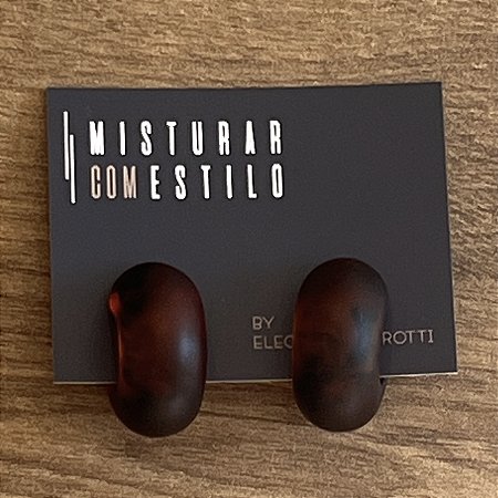 Argola Puff De Resina - Fosco - Tartaruga