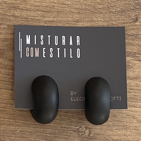 Argola Puff De Resina - Fosco - Preto