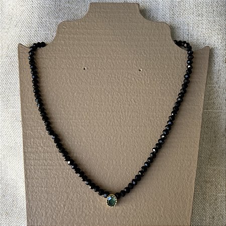 Choker Cristais Preto Com Paraiba