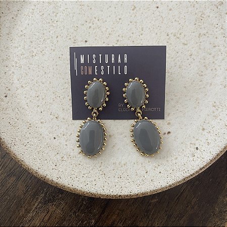 Brinco Aurora Resina Duplo - Chumbo