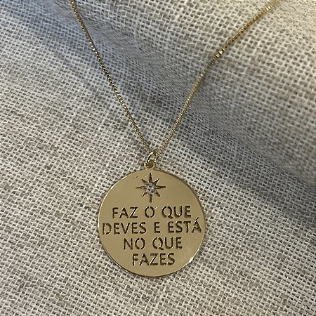 Colar Medalha Faz o Que Deves - 45 cm - Dourado