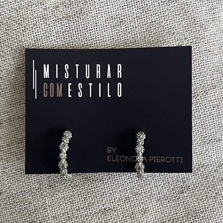 Meia Argola de Zircônia - Ródio