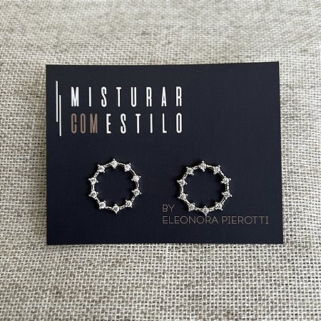 Mini Argola Reta com Zircônias - Ródio