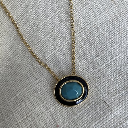 Colar Oval Aurora - Turquesa com Preto