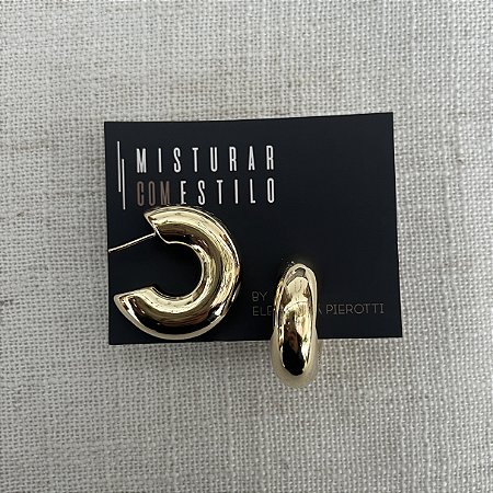 Argola Puff - M - Dourado