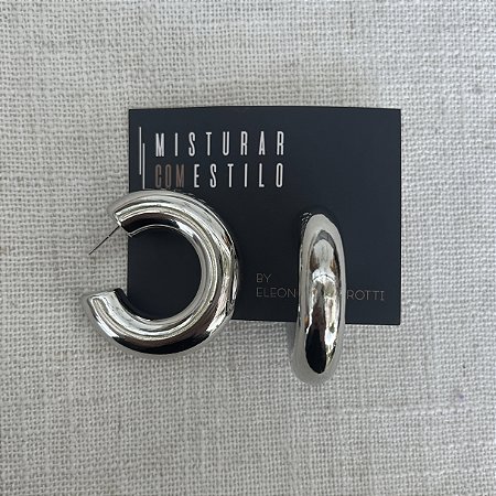 Argola Puff - G - Ródio