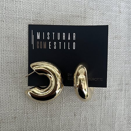 Argola Puff - G - Dourado