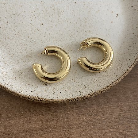 Argola Puff - G - Dourado