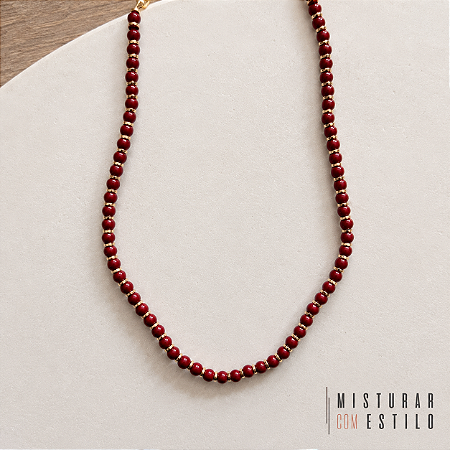 Colar Pedras Naturais Ibiza - M - Cherry