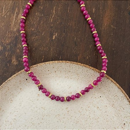 Colar Pedras Naturais Ibiza - M - Lilás