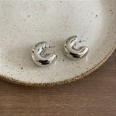 Argola Puff - PP - Ródio