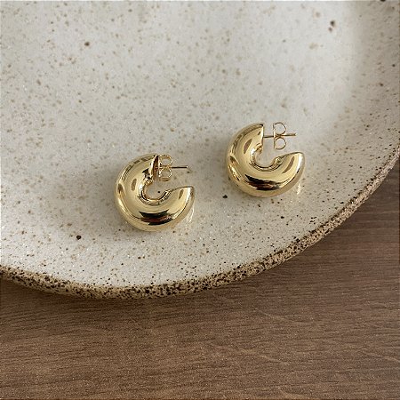 Argola Puff - PP - Dourado