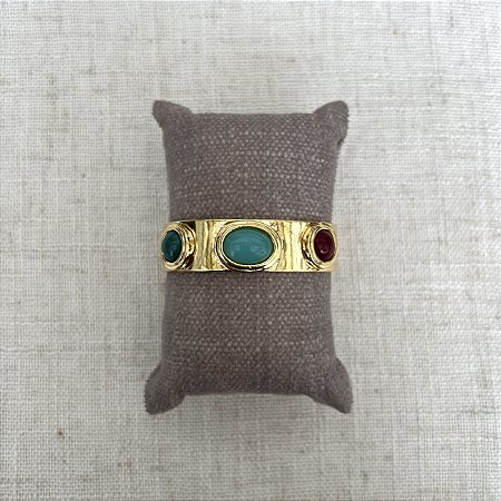 Bracelete Aurora Tricolor - Turquesa, Esmeralda e Marsala