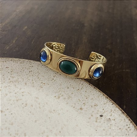 Bracelete Aurora Bicolor - Esmeralda e Safira Azul