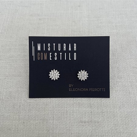 Brinco Pave De Zirconia - M - Ródio
