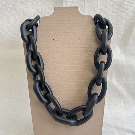 Colar Elos de Resina - M - Fosco - Preto