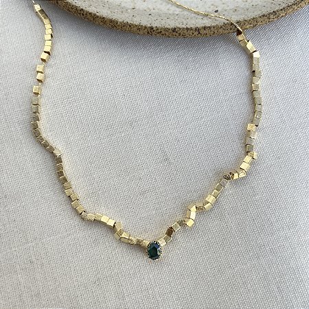 Choker Cubos com Paraíba Verde
