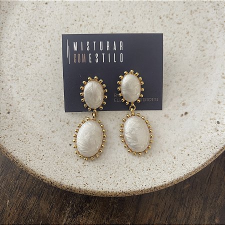 Brinco Aurora Resina Duplo - Madrepérola
