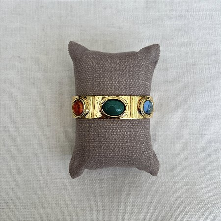Bracelete Aurora Tricolor - Esmeralda, Laranja e Safira Azul