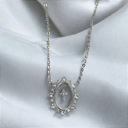 Colar Cruz Com Zircônia - Ródio