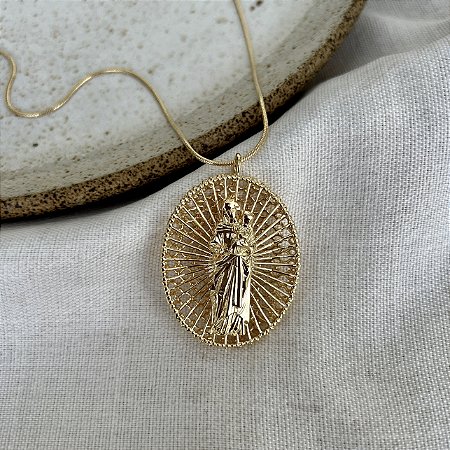 Colar N. S. Auxiliadora Vazado - Dourado