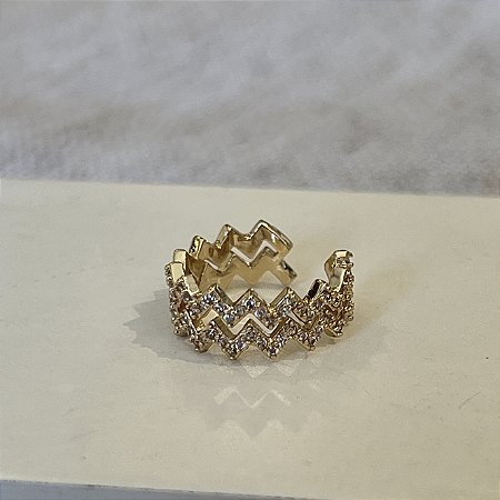 Piercing Raio Duplo Com Zircônia - Dourada