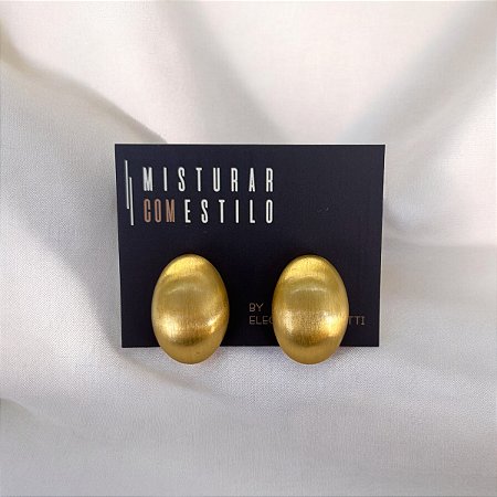 Brinco Oval Escovado Fosco - M - Dourado