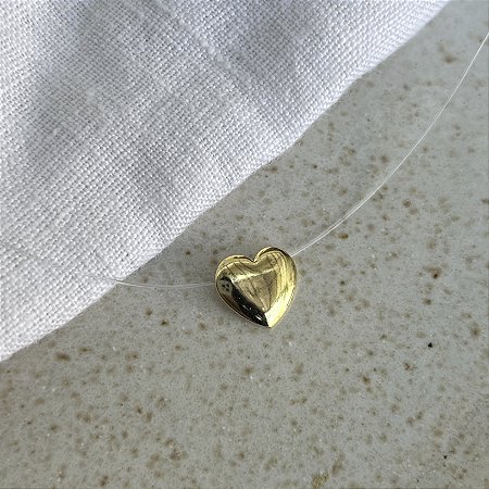 Choker Fio de Nylon Coração - Dourado