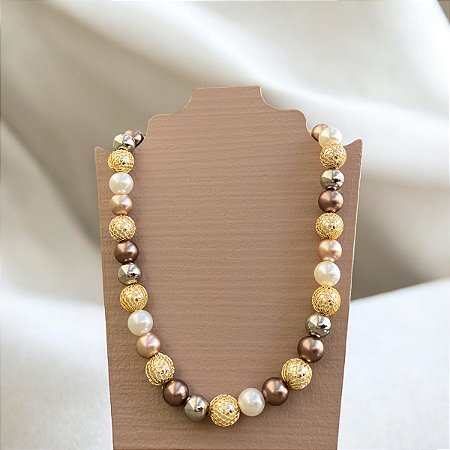 Colar de Bolas - M - Rose e Rendado